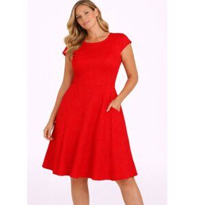Sandra Darren Women’s Red Textured Fit & Flare Dress, size 16